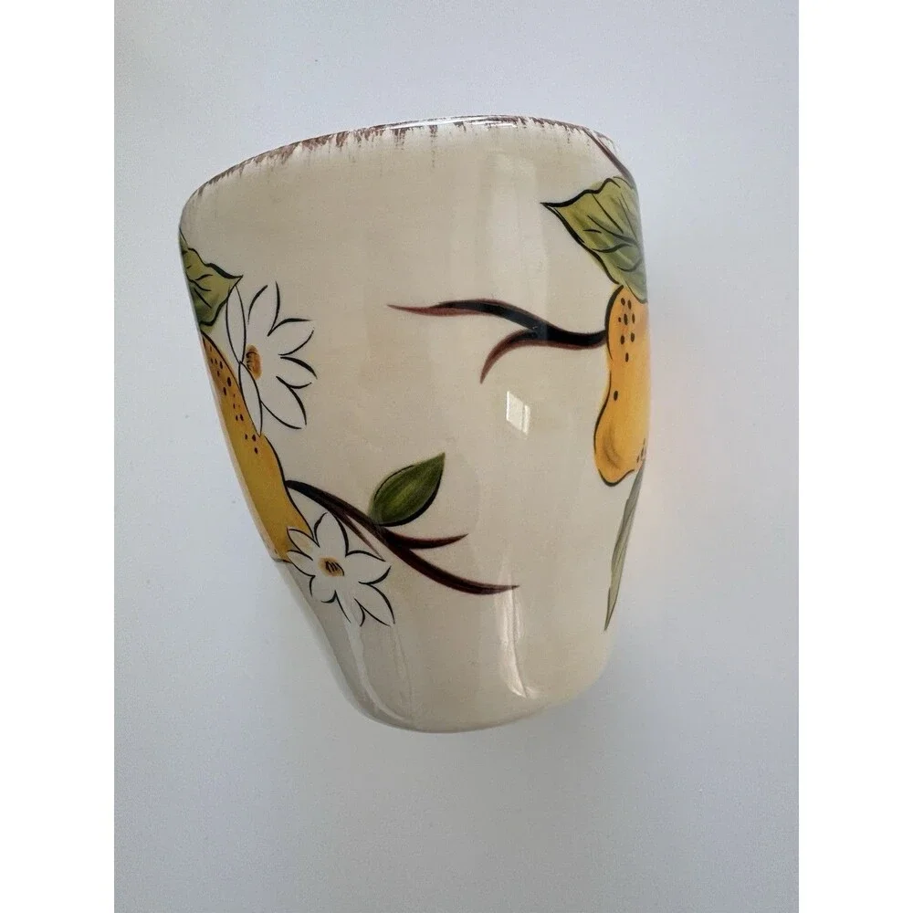 Pier 1 Imports Avalon Lemon Tree Coffee Mug Handcrafted Earthware 16oz